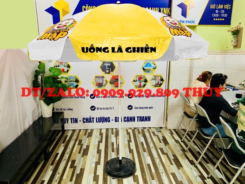 dù che quán trà sữa in theo yêu cầu
